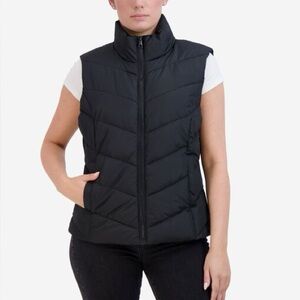 Cole Haan Insulated Quilted Puffer Vest Womens Sz L Black Polyester